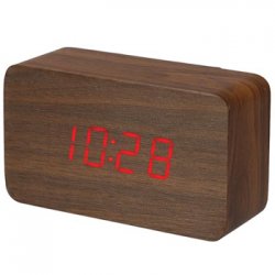 Relógio Despertador + Calendário + Temperatura Madeira VELWC229