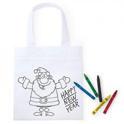 Saco Infantil de Natal Branco com Lápis de Cera 6882012