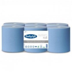 Rolo Toalhas Mão Azul 150mx19cm 2Fls BulkySoft Picotado 6un 65396722