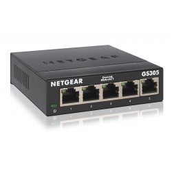 NETGEAR GS305 - Interruptor - sem gestão - 5 x 10/100/1000 - desktop, montável na parede GS305-300PES