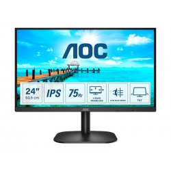 AOC 24B2XD - Monitor LED - 24" (23.8" visível) - 1920 x 1080 Full HD (1080p) @ 75 Hz - IPS - 250 cd/m² - 1000:1 - 4 ms - DVI, V