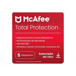 McAfee Total Protection - Licença de assinatura (1 ano) - 5 dispositivos - ESD - Win, Mac, Android, iOS MTP00VNR5RAAD