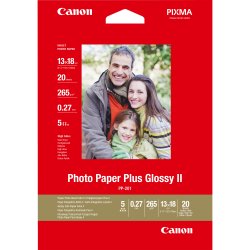 Canon Photo Paper Plus Glossy II PP-201 - Brilhante - 130 x 180 mm - 260 g/m² - 20 folha(s) papel fotográfico - para PIXMA iP27