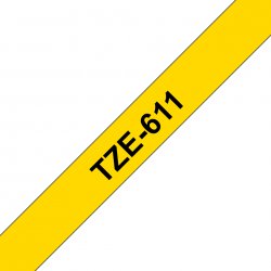 Brother TZe-611 - Preto em amarelo - Rolo (0,6 cm) 1 cassete(s) fita laminada - para Brother PT-D210, D600, H110, P-Touch PT-10