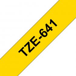 Brother TZe-641 - Autocolante padrão - preto em amarelo - Rolo (1,8 cm x 8 m) 1 cassete(s) fita laminada - para Brother PT-D600