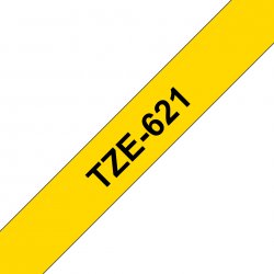 Brother TZe-621 - Preto em amarelo - Rolo (0,9 cm x 8 m) 1 cassete(s) fita laminada - para Brother PT-D210, D600, H110, H200, P