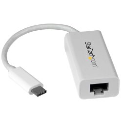 StarTech.com USB C to Gigabit Ethernet Adapter - White - USB 3.1 to RJ45 LAN Network Adapter - USB Type C to Ethernet (US1GC30W
