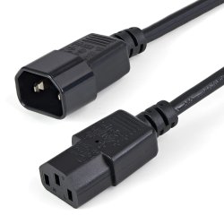 StarTech.com 1m (3ft) Power Extension Cord, C14 to C13, 10A 125V, 18AWG, Black Computer Power Cord Extension, Power Supply Exte