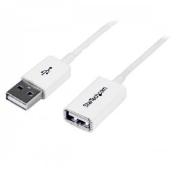 StarTech.com 1m White USB 2.0 Extension Cable Cord - A to A - USB Male to Female Cable - 1x USB A (M), 1x USB A (F) - White, 1 