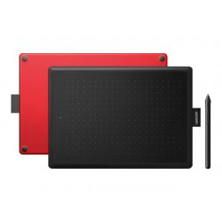Wacom One by Wacom - Digitalizador - destros e canhotos - 21.6 x 13.5 cm - eletromagnético - com cabo - USB - preto, vermelho C