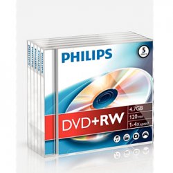 DVD+RW 4.7GB 4x Philips Jewell Case 5un PHIDW4S4J05F