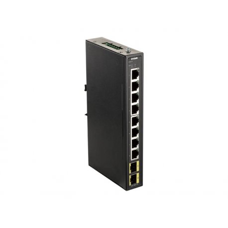 D-Link DIS 100G-10S - Interruptor - sem gestão - 8 x 10/100/1000 + 2 x 100/1000 SFP - montável em trilho DIN, montável na pared