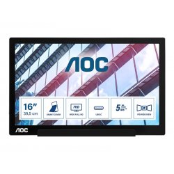 AOC I1601P - Monitor LED - 16" (15.6" visível) - portátil - 1920 x 1080 Full HD (1080p) @ 60 Hz - IPS - 220 cd/m² - 800:1 - 4 m