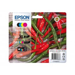 Epson 503 XL Multipack - Pack de 4 - XL - preto, amarelo, azul cyan, magenta - original - blister com RF/alarme acústico - tint