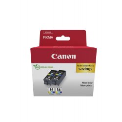 Canon CLI-36 Color Twin Pack - Pack de 2 - 12 ml - cor (ciano, magenta, amarelo) - original - tanque de tinta - para PIXMA iP10