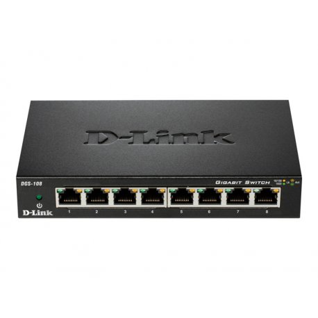 D-Link DGS 108 - Interruptor - sem gestão - 8 x 10/100/1000 - desktop DGS-108/E