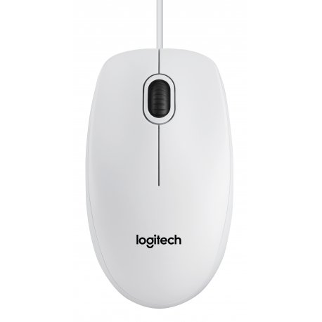 Logitech B100 - Rato - destros e canhotos - óptico - 3 botões - com cabo - USB - branco 910-003360