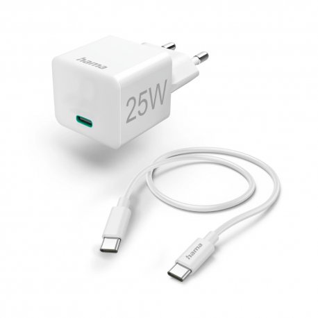 Carregador USB-C PD 25W Rápido Cabo 1,5m Branco HAM201624