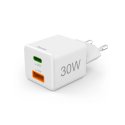 Carregador USB-C + USB-A 30W Rápido Mini-charger Branco HAM201992