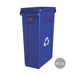 Contentor 87L Plástico Slim Jim s/Tampa c/Canais Vent Azul RUBFG354007BLUE