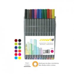 Marcador Fino 12 Cores 0,5mm SmartD Fineliner 12un SMD8017