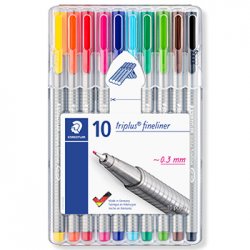 Marcador Fino 10 Cores 0,3mm Staedtler Triplus 334 10un 1303007