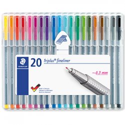 Marcador Fino 20 Cores 0,3mm Staedtler Triplus 334 20un 1303008