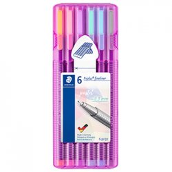 Marcador Fino 6 Cores 0,3mm Staedtler Triplus 334 Pastel 6un 1303010