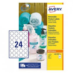 Etiquetas Redondas Removíveis 37mm Avery 25 Folhas 600un AVEL4851REV-25