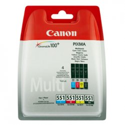 Pack Tinteiros Canon 551 4 Cores 6509B009 7ml CANCLI551CMYBK