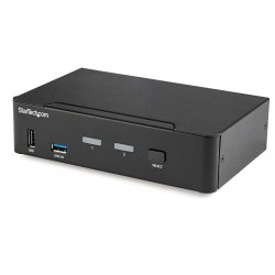 StarTech.com 2 Port DisplayPort KVM Switch, 4K 60Hz, Single Display, Dual Port UHD DP 1.2 USB KVM Switch with Integrated USB 3.