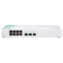 QNAP QSW-308S - Interruptor - sem gestão - 3 x 10 Gigabit SFP+ + 8 x 10/100/1000 - desktop QSW-308S