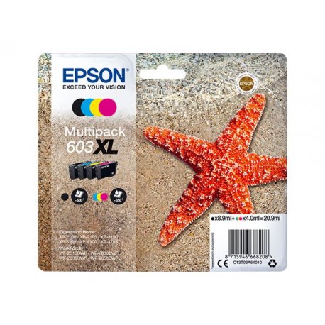 Epson 603XL Multipack - Pack de 4 - XL - preto, amarelo, azul cyan, magenta - original - blister com RF/alarme acústico - tinte