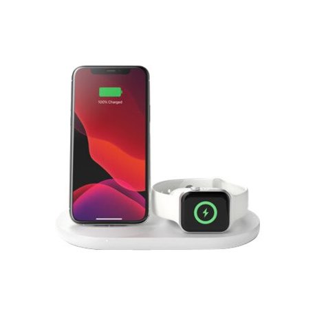 Belkin BoostCharge - Base de carregamento sem fios - 7.5 Watt - branco - para Apple AirPods, AirPods Pro, iPhone 11, 12, 7, 8, 