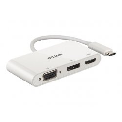 D-Link DUB-V310 - Adaptador de vídeo - 24 pin USB-C macho para HD-15 (VGA), HDMI, DisplayPort fêmea - 11 cm - suporte de 4K DUB