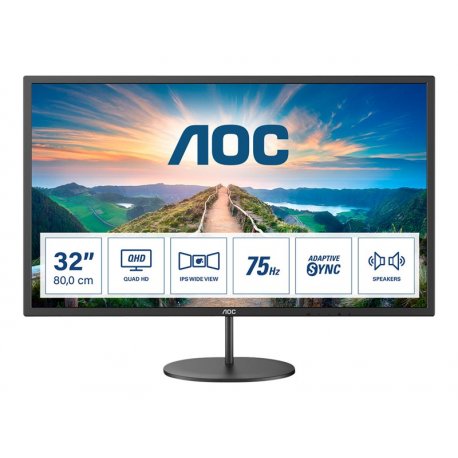 AOC Q32V4 - Monitor LED - 32" (31.5" visível) - 2560 x 1440 QHD @ 75 Hz - IPS - 250 cd/m² - 1200:1 - 4 ms - HDMI, DisplayPort -