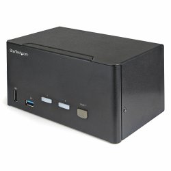 StarTech.com 2 Port Triple Monitor DisplayPort KVM Switch, 4K 60Hz UHD HDR, Desktop 4K DP 1.2 KVM with 2 Port USB 3.0 Hub (5Gbp