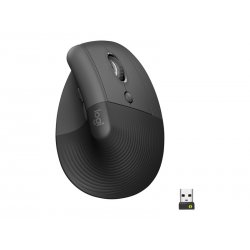 Logitech Lift for Business - Rato vertical - ergonómico - 6 botões - sem fios - Bluetooth, 2.4 GHz - recetor USB Logitech Logi 