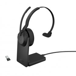 Jabra Evolve2 55 UC Mono - Auscultadores - no ouvido - bluetooth - sem fios - cancelamento de ruído activo - USB-A - preto - co