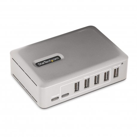 StarTech.com 7-Port USB-C Hub, 5x USB-A + 2x USB-C, Self-Powered w/ 65W Power Supply, USB 3.1 10Gbps Hub w/ BC1.2 Charging, Des