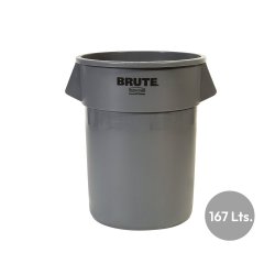 Contentor 167L Plástico Redondo Brute s/Tampa Cinza RUBFG264300GRAY