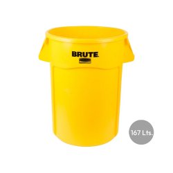 Contentor 167L Plástico Brute s/Tampa c/Canais Vent Amarelo RUBFG264360YEL