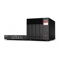 NAS+SWITCH QNAP TS-473A + QSW-1105-5T 4-bay AMD V1500B 4C/8T 2.2 GHz/8GB/2 x 2.5GbE/USB/Tower TS-473A-SW5T