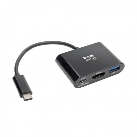 EATON TrippLite USB-C to HDMI 4K Adapter w/ USB-A Port and PD Charging,HDCP,Black U444-06N-H4UB-C