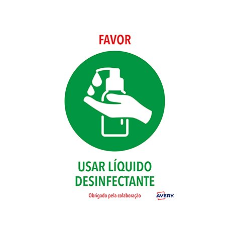 Sinalética Usar Liquido Desinfetante Adesivo A4 2un AVEKITCOVID3