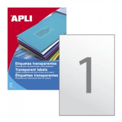 Etiquetas 210x297mm 20Fls Intempéries Transparente Apli 20un APL01225