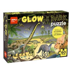 Jogo Educativo Puzzle Apli Fluo Dinossauros 60 Peças APL19435