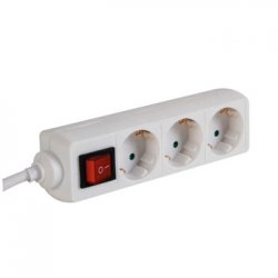 Bloco 3 Tomadas + Interruptor Cabo 3mts VELEB3S-3-G