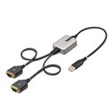 StarTech.com 2ft (60cm) 2-Port USB to Serial Adapter Cable, Interchangeable DB9 Screws/Nuts, COM Retention, USB-A to DB9 RS232,