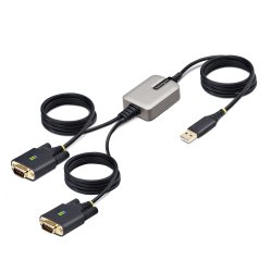 StarTech.com 13ft (4m) 2-Port USB to Serial Adapter Cable, Interchangeable DB9 Screws/Nuts, COM Retention, USB-A to DB9 RS232, 